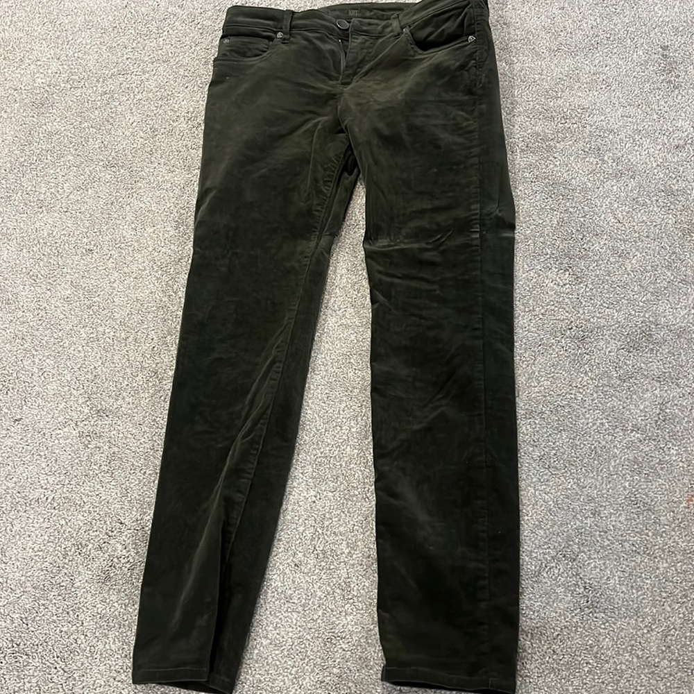 kut from the kloth green corduroy diana skinny